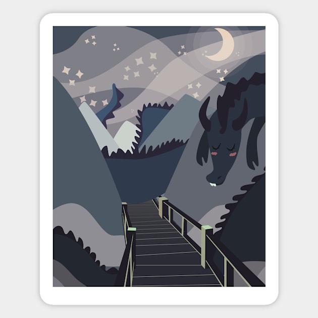 Dragon on the mountains Magnet by Midori